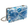 Image of Betsey Johnson Faux Pearl Trim Bow Crossbody Bag - Blue Toile