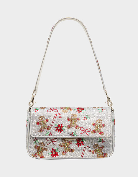 Betsey Johnson Holiday Rhinestone Flap Shoulder Bag - Gingerbread Multi