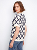 Image of Charlie B Johnny Collar Crochet Cotton Blend Top - Navy