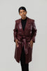 Image of Ellen Tracy Vegan Leather Trench Coat - Wine