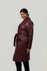 Image of Ellen Tracy Vegan Leather Trench Coat - Wine