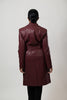 Image of Ellen Tracy Vegan Leather Trench Coat - Wine