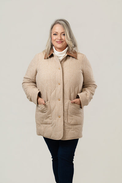 Ellen Tracy Quilted Barn Jacket Coat - Camel