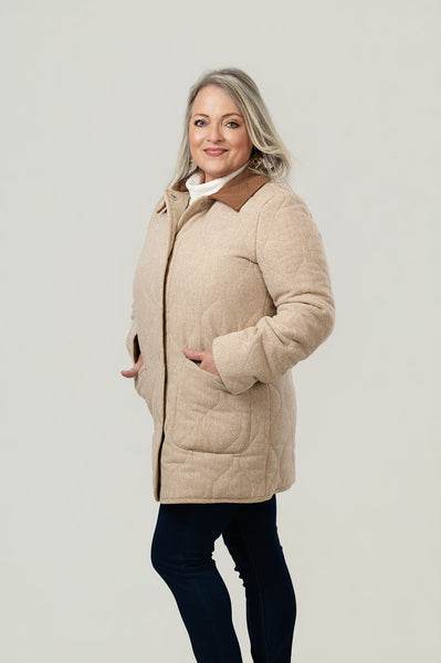Ellen Tracy Quilted Barn Jacket Coat - Camel