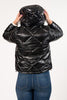 Image of Karl Lagerfeld Paris Hooded Pearl Embellished Anorak Puffer Jacket - Black