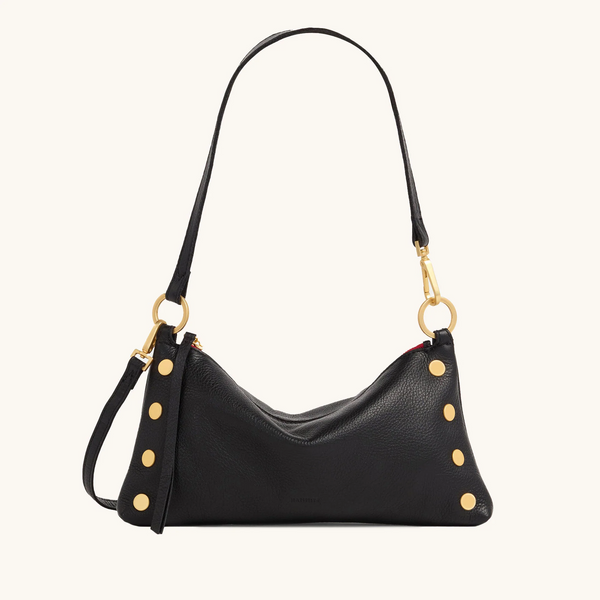 Hammitt Kyle Small Shoulder Bag - Black/Brushed Gold/Red Zip