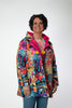 Image of Oopera Zipper Front Closure Button Tab Placket Reversible Hooded Raincoat - Fuchsia/Multicolor
