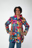 Image of Oopera Zipper Front Closure Button Tab Placket Reversible Hooded Raincoat - Fuchsia/Multicolor