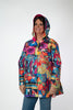 Image of Oopera Zipper Front Closure Button Tab Placket Reversible Hooded Raincoat - Fuchsia/Multicolor