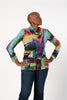 Image of Pure Essence Brushstroke Print Envelope Collar Tunic - Multicolor