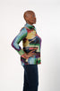 Image of Pure Essence Brushstroke Print Envelope Collar Tunic - Multicolor