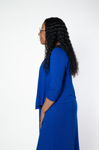 Pure Essence Bamboo Jersey Shrug - Cobalt