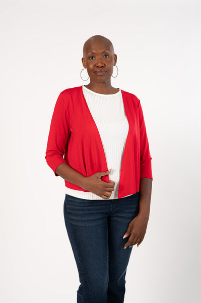 Pure Essence Bamboo Jersey Shrug - Rosso Red