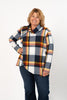 Image of Pure Essence Plaid Tab Collar Overlay Tunic - Mustard/Multicolor