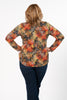 Image of Pure Essence Foliage Print Round Neck Long Sleeve Top - Multicolor