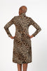 Image of Pure Essence Animal Print Cowl Neck Midi Sweater Knit Dress - Nature Multi