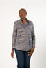 Image of Pure Essence Abstract Print Drawstring Cowl Neck Tunic - Pink/Blue/Sand