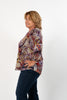 Image of Pure Essence Abstract Dot Print Wide Sleeve Split Neck Top - Multicolor