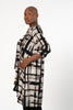 Image of Pure Essence Crosshatch Print One Button 3/4 Sleeve Hi/Low Cardigan - Black/Sand