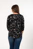 Image of Pure Essence Circle Print 3/4 Sleeve Round Neck Top - Black/Ivory