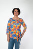 Image of Pure Essence Sunset Floral Print Side Tie Top - Multicolor