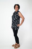 Image of Pure Essence Sleeveless Button Neck Abstract Print Tunic - Black/White