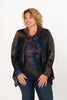 Image of Radzoli Cowl Neck Burnout Overlay Tunic - Blue/Orange/Multicolor