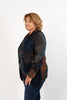 Image of Radzoli Cowl Neck Burnout Overlay Tunic - Blue/Orange/Multicolor