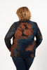 Image of Radzoli Cowl Neck Burnout Overlay Tunic - Blue/Orange/Multicolor