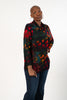 Image of Radzoli Cowl Neck Pocket Detail Burnout Tunic - Red/Multicolor