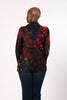 Image of Radzoli Cowl Neck Pocket Detail Burnout Tunic - Red/Multicolor