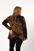 Image of Radzoli Cowl Neck Sharkbite Hem Seam Detail Burnout Tunic - Brown/Olive/Multicolor