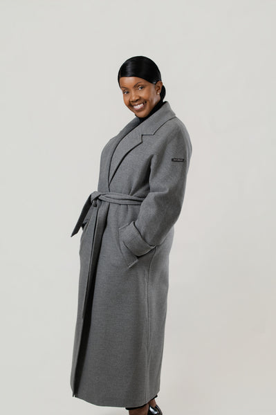 Rafaello Cashmere Blend Maxi Wrap Coat - Grey