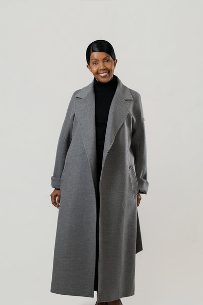 Rafaello Cashmere Blend Maxi Wrap Coat - Grey