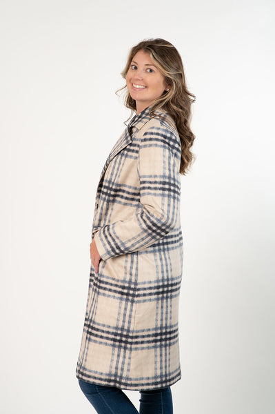 UbU Sueded Knit Walker Coat - Winter Plaid