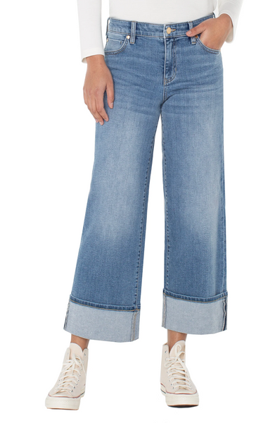 Liverpool Morgan Cuffed Wide Leg Jean - Klamath