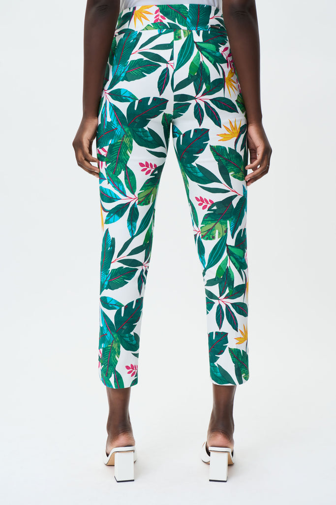 Joseph Ribkoff Tropical Print Crop Pant - Vanilla/Multicolor