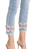Image of APNY Apparel Embroidered Trim Crop Jean - Light Indigo