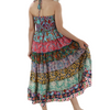 Image of La Fiorentina Bianca Smocked Silk Halter Dress - Turquoise/Multicolor