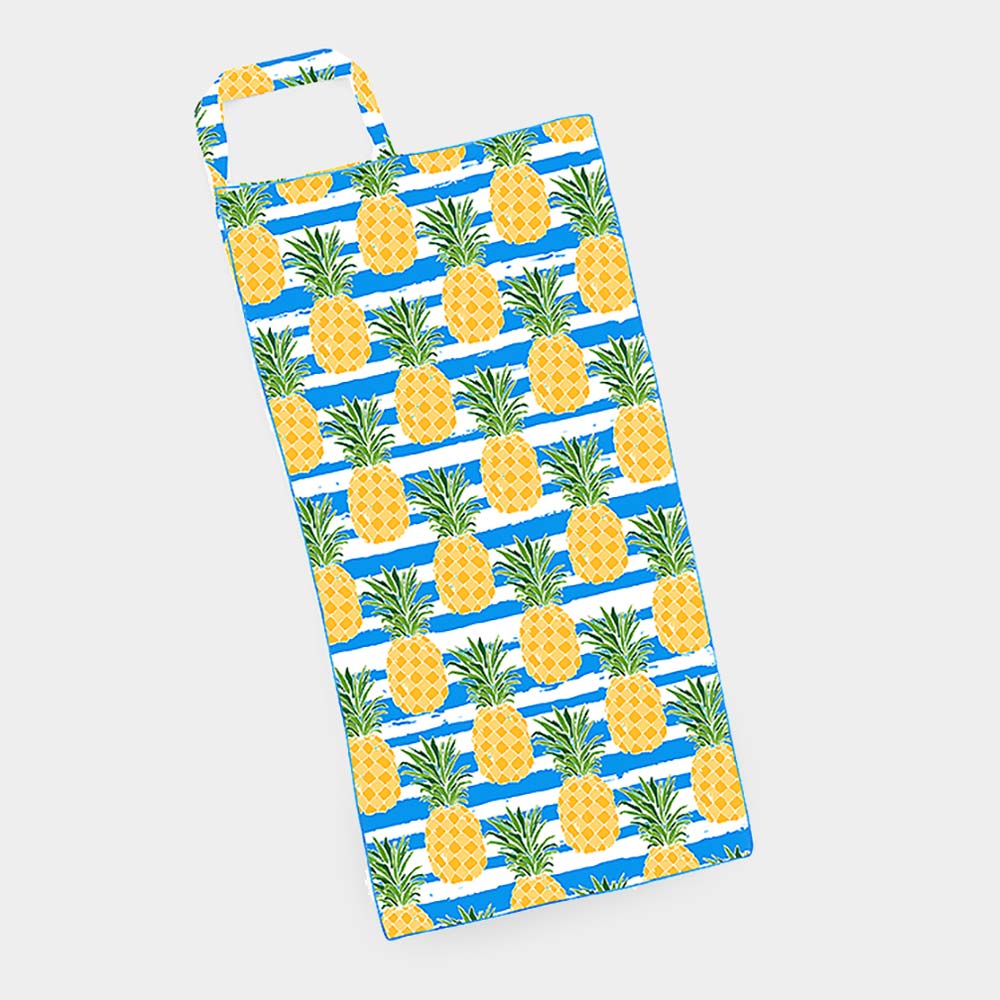 2-in-1 Beach Towel/Tote Bag - Blue Pineapple Print
