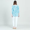 Image of Clara Sunwoo Textured Print Parachute Hem Tunic - Turquoise/White