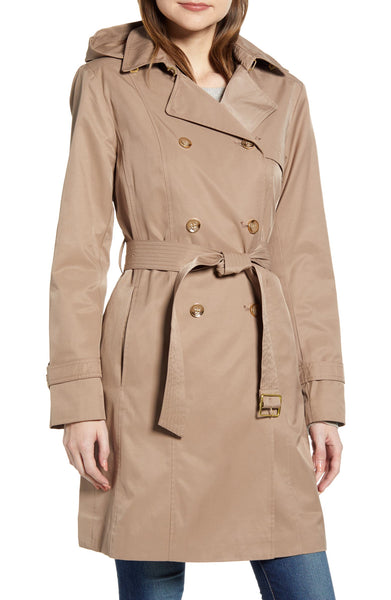 Cole Haan 3/4 Length Belted Trench Coat  - Khaki