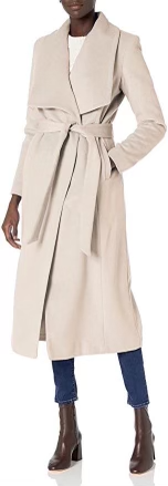 Cole Haan Wool Blend Belted Wrap Maxi Coat - Stone *Take an Extra 40% Off*