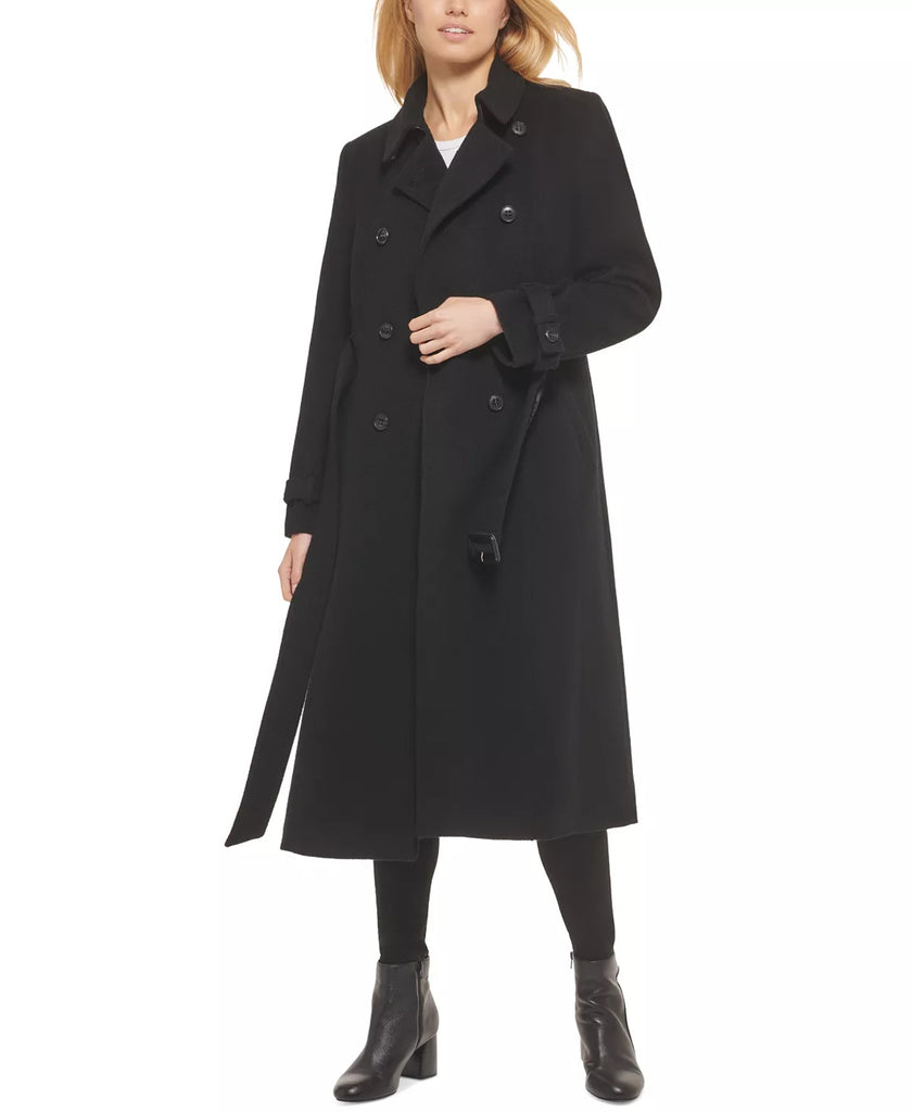 Cole Haan Double Breasted Wool Blend Belted Midi Coat - Black *Take an EXTRA 25% Off*