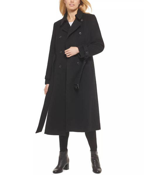 Cole Haan Double Breasted Wool Blend Belted Midi Coat - Black *Take an Extra 40% Off*