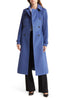 Image of Cole Haan Double Breasted Belted Wool Blend Midi Coat - Denim