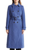 Image of Cole Haan Double Breasted Belted Wool Blend Midi Coat - Denim *Take an Extra 40% Off*