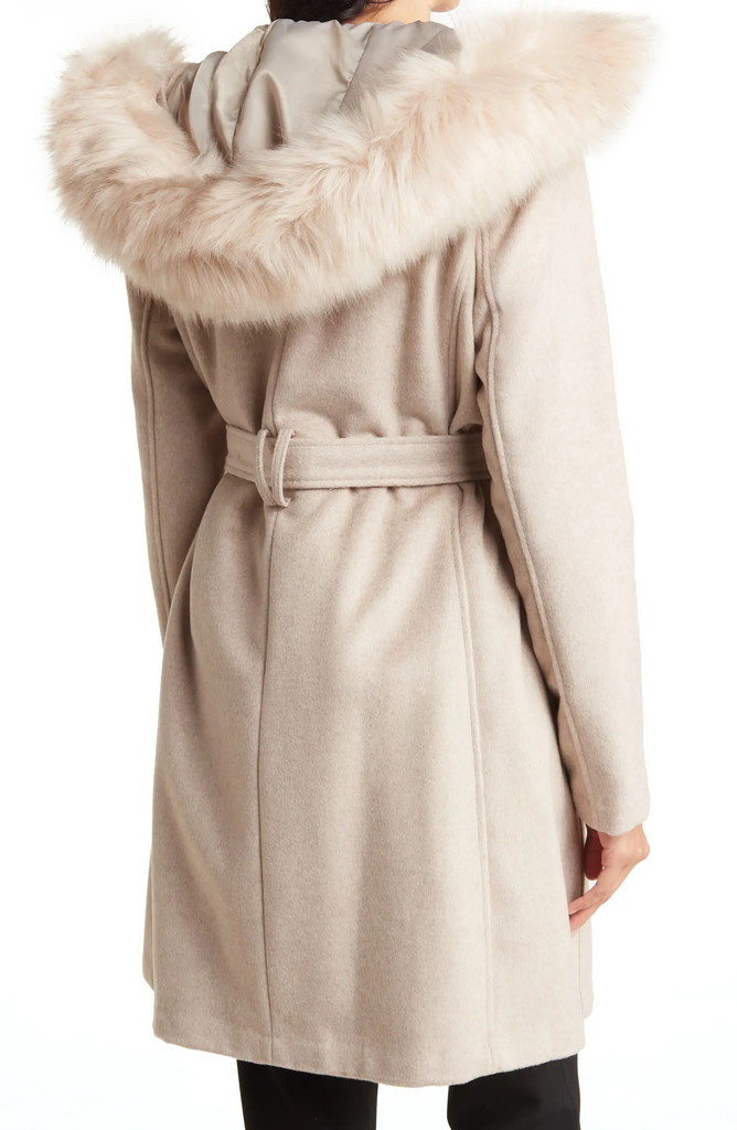 Hooded Wrap Wool Coat