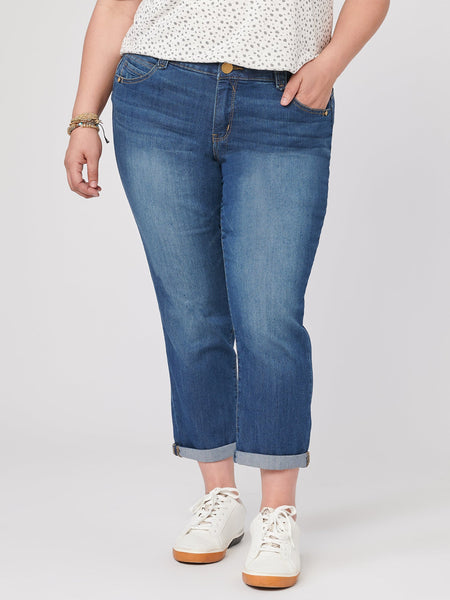Democracy Plus Size "Ab"solution Ankle Crop Jegging - Blue