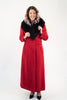 Image of Donatella Wool/Angora Maxi Coat with Detachable Fox Fur Collar - Red